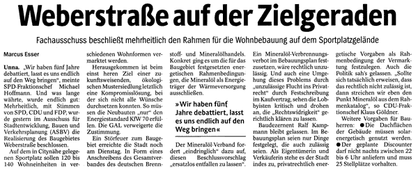 Weberstraße auf der Zielgeraden