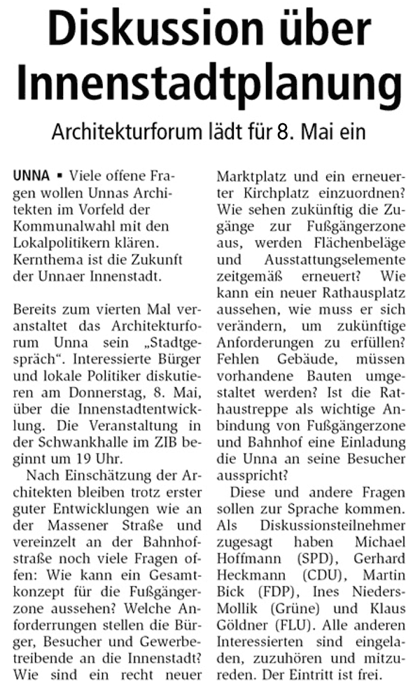 Diskussion über Innenstadtplanung